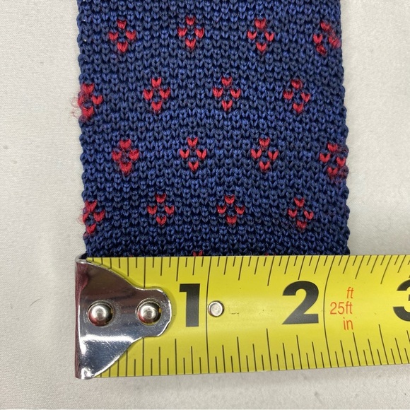 Tommy Hilfiger Square End Knit Silk Blend Blue & Red Necktie Tie Preppy Classic - Picture 4 of 5